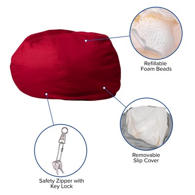 Flash Furniture Cotton Twill Bean Bag Chair, Red (DGBEANLGSLDRD)