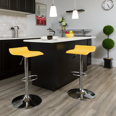 Flash Furniture 15 x 15 Vinyl Adjustable Height Bar Stool W/Chrome Base, Yellow