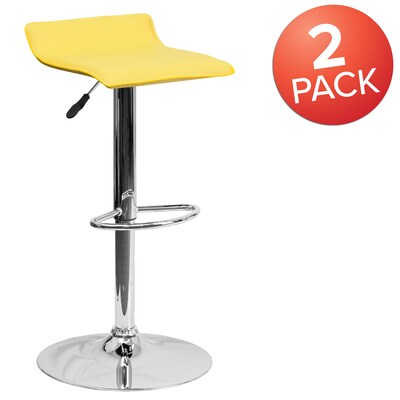 Flash Furniture 15" x 15" Vinyl Adjustable Height Bar Stool W/Chrome Base, Yellow