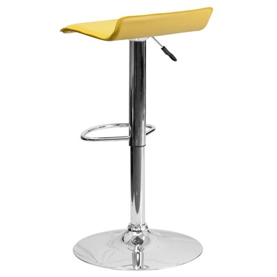 Flash Furniture 15" x 15" Vinyl Adjustable Height Bar Stool W/Chrome Base, Yellow