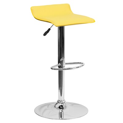 Flash Furniture 15" x 15" Vinyl Adjustable Height Bar Stool W/Chrome Base, Yellow