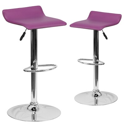 Flash Furniture 15 x 15 Vinyl Adjustable Height Bar Stool W/Chrome Base, Purple