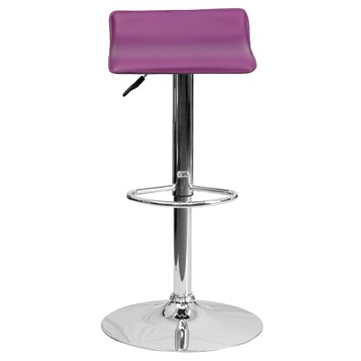 Flash Furniture 15" x 15" Vinyl Adjustable Height Bar Stool W/Chrome Base, Purple