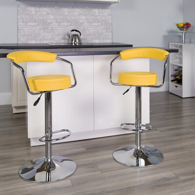 Flash Furniture 19 1/2 x 19 1/2 Vinyl Adjustable Height Bar Stool, Yellow