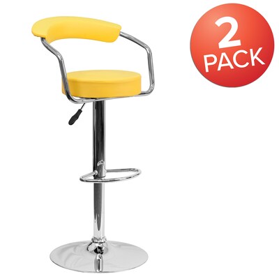 Flash Furniture 19 1/2" x 19 1/2" Vinyl Adjustable Height Bar Stool, Yellow