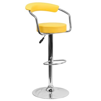 Flash Furniture 19 1/2" x 19 1/2" Vinyl Adjustable Height Bar Stool, Yellow