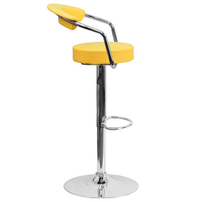 Flash Furniture 19 1/2" x 19 1/2" Vinyl Adjustable Height Bar Stool, Yellow