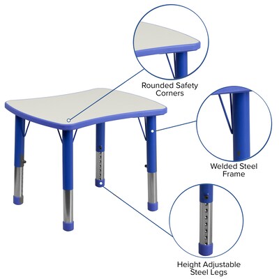 Flash Furniture Wren Rectangular Activity Table, 21.875" x 26.625", Height Adjustable, Blue/Gray (YU098RECTBLBL)