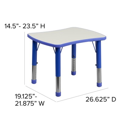 Flash Furniture Wren Rectangular Activity Table, 21.875" x 26.625", Height Adjustable, Blue/Gray (YU098RECTBLBL)