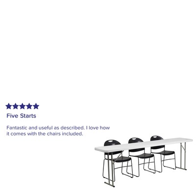 Flash Furniture Kathryn Folding Table Set, 96" x 18", White/Black (RB18961)