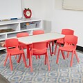 Flash Furniture YU06036RECTBLRD 23.63 x 47.25 Plastic Rectangle Activity Table, Red