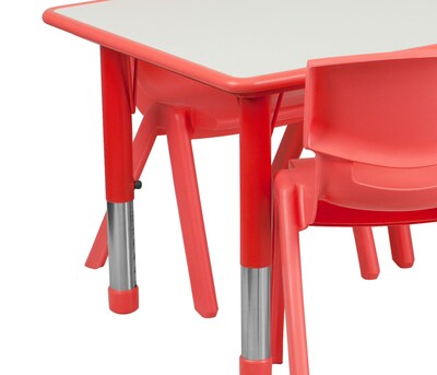 Flash Furniture YU06036RECTBLRD 23.63" x 47.25'' Plastic Rectangle Activity Table, Red