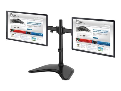 SIIG Articulated Freestanding Dual Monitor Desk Stand - 13"-27" Mounting kit, Up to 27", Black (CE-MT1U12-S1)