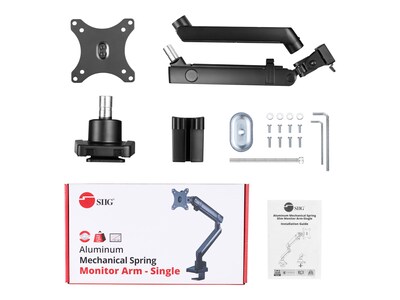 SIIG Aluminum Mechanical Spring Slim Monitor Arm - Single, Up to 32", Black (CE-MT2T12-S1)