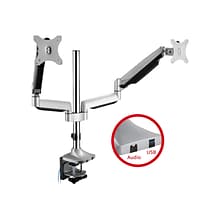 SIIG Dual Monitor Gas Spring Desk Mount with USB Port - 13 to 32 Arm, Up, Gray (CE-MT2X11-S1)