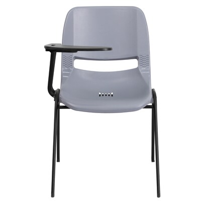 Flash Furniture Ergonomic Shell Chair, Gray with Right-Hand Flip-Up Tablet Arm (RUTEO1GYRTAB)