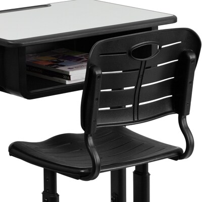 Flash Furniture Nila 24"W Rectangular Adjustable Standing Student Desk and Chair, Black/Gray (YUYCX04609010)