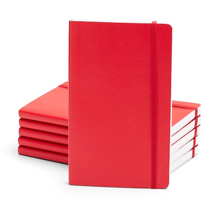 Poppin Medium Softcover Notebooks, 5 x 8.25, College Ruled, Red, Set of 25 (104136)