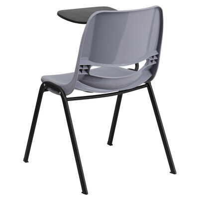 Flash Furniture Ergonomic Shell Chair, Gray with Right-Hand Flip-Up Tablet Arm (RUTEO1GYRTAB)