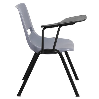 Flash Furniture Ergonomic Shell Chair, Gray with Right-Hand Flip-Up Tablet Arm (RUTEO1GYRTAB)