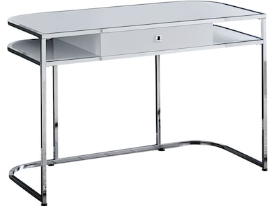 Monarch 47 Computer Desk, Glossy White/Chrome (I 7520)