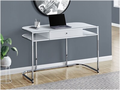 Monarch 47 Computer Desk, Glossy White/Chrome (I 7520)