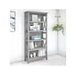 Bush Furniture Key West 66"H 5-Shelf Bookcase with Adjustable Shelves, Cape Cod Gray Laminated Wood (KWB132CG-03)