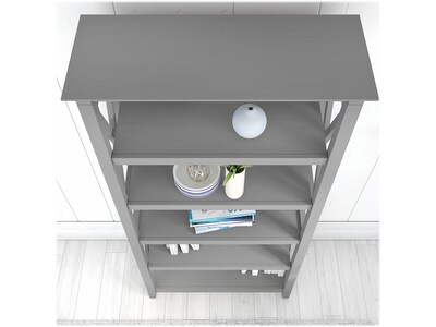 Bush Furniture Key West 66"H 5-Shelf Bookcase with Adjustable Shelves, Cape Cod Gray Laminated Wood (KWB132CG-03)