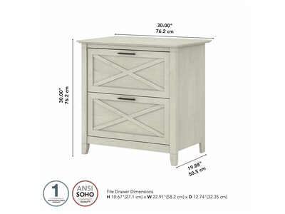 Bush Furniture Key West 2-Drawer Lateral File Cabinet, Letter/Legal, Linen White Oak, 30" (KWF130LW-03)