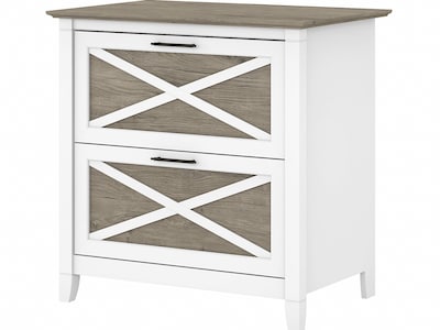 Bush Furniture Key West 2-Drawer Lateral File Cabinet, Letter/Legal, Shiplap Gray/Pure White, 30 (K