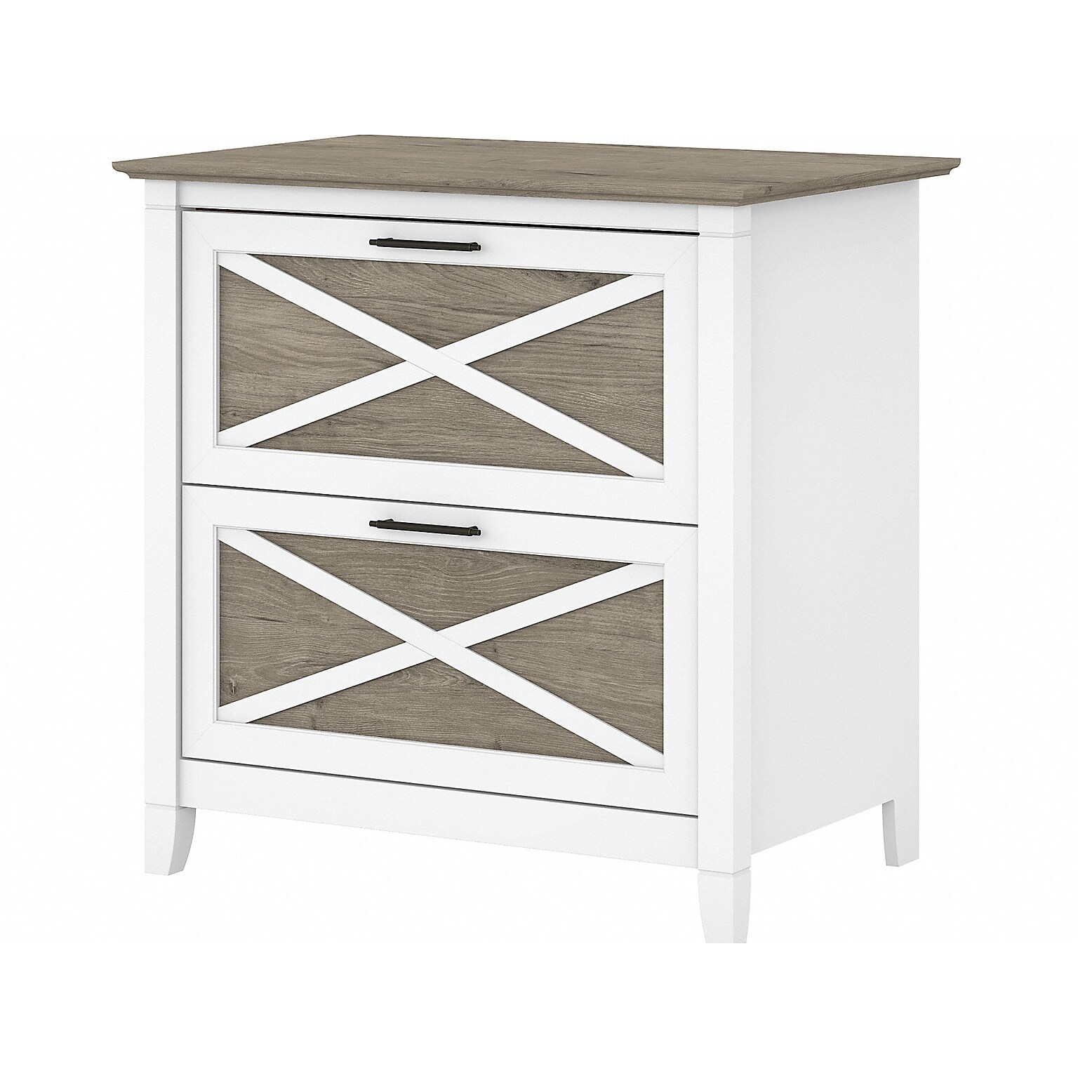 Bush Furniture Key West 2-Drawer Lateral File Cabinet, Letter/Legal, Shiplap Gray/Pure White, 30 (KWF130G2W-03)