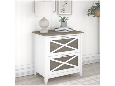 Bush Furniture Key West 2-Drawer Lateral File Cabinet, Letter/Legal, Shiplap Gray/Pure White, 30" (KWF130G2W-03)