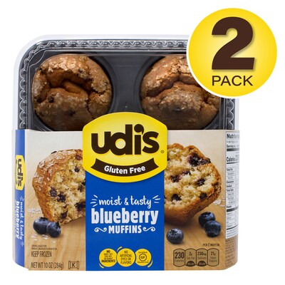 Udi Blueberry Muffins, 10 Oz., 2/Pack (603-00002)