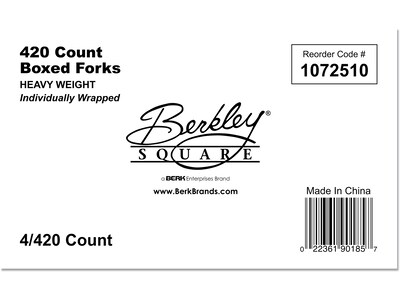 Berkley Square Elegant Dinnerware Plastic Fork, Heavy-Weight, White, 420/Box (1072510)