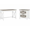 Bush Furniture Key West 48 Writing Desk with File Cabinet, Shiplap Gray/Pure White (KWS003G2W)