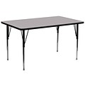 Flash Furniture 21 1/8-30 1/8H x 30W x 72D 16 Gauge Tubular Steel Rectangular Activity Table, Gray