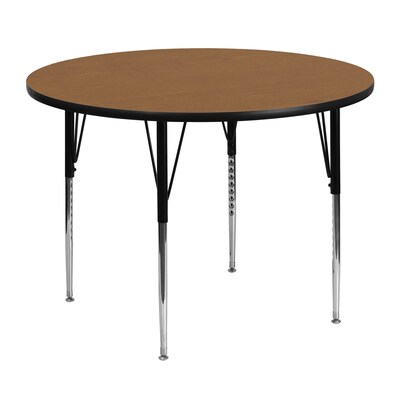 Belnick 21 1/8 - 30 1/8 H x 48 W x 48 D Steel Round Activity Table, Oak