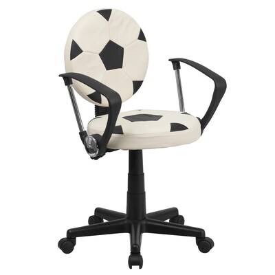 Flash Furniture Vinyl Soccer Task Chair With Arms, Black/White