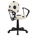 Flash Furniture Vinyl Soccer Task Chair With Arms, Black/White