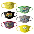 Sponge Bob Reusable Kids Cloth Face Masks, Assorted, 6/Pack (HCBMP3318)