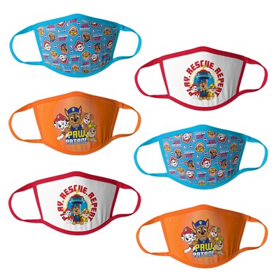 Paw Patrol Reusable Boys Cloth Kids Face Masks, Assorted, 6/Pack (HCBMP3763)