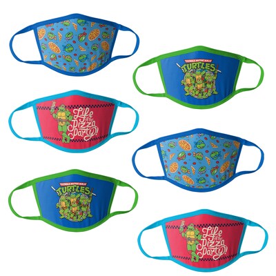 Teenage Mutant Ninja Turtle Reusable Kids Cloth Face Masks, Assorted, 6/Pack (HCBMP6847)