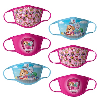 Paw Patrol Reusable Girls Cloth Kids Face Masks, Assorted, 6/Pack (HCGMP3762)