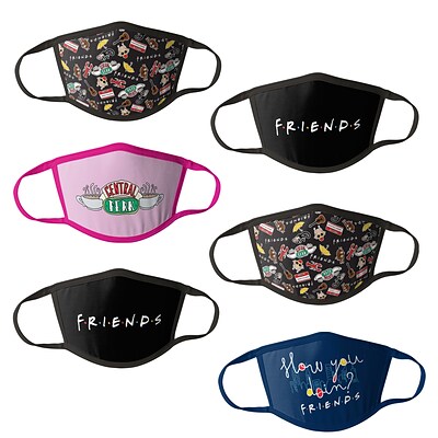 Friends Reusable Kids Cloth Face Masks, Assorted, 6/Pack (HCBMP8629)