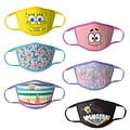 Sponge Bob Reusable Girls Cloth Kids Face Masks, Assorted, 6/Pack (HCGMP3319)