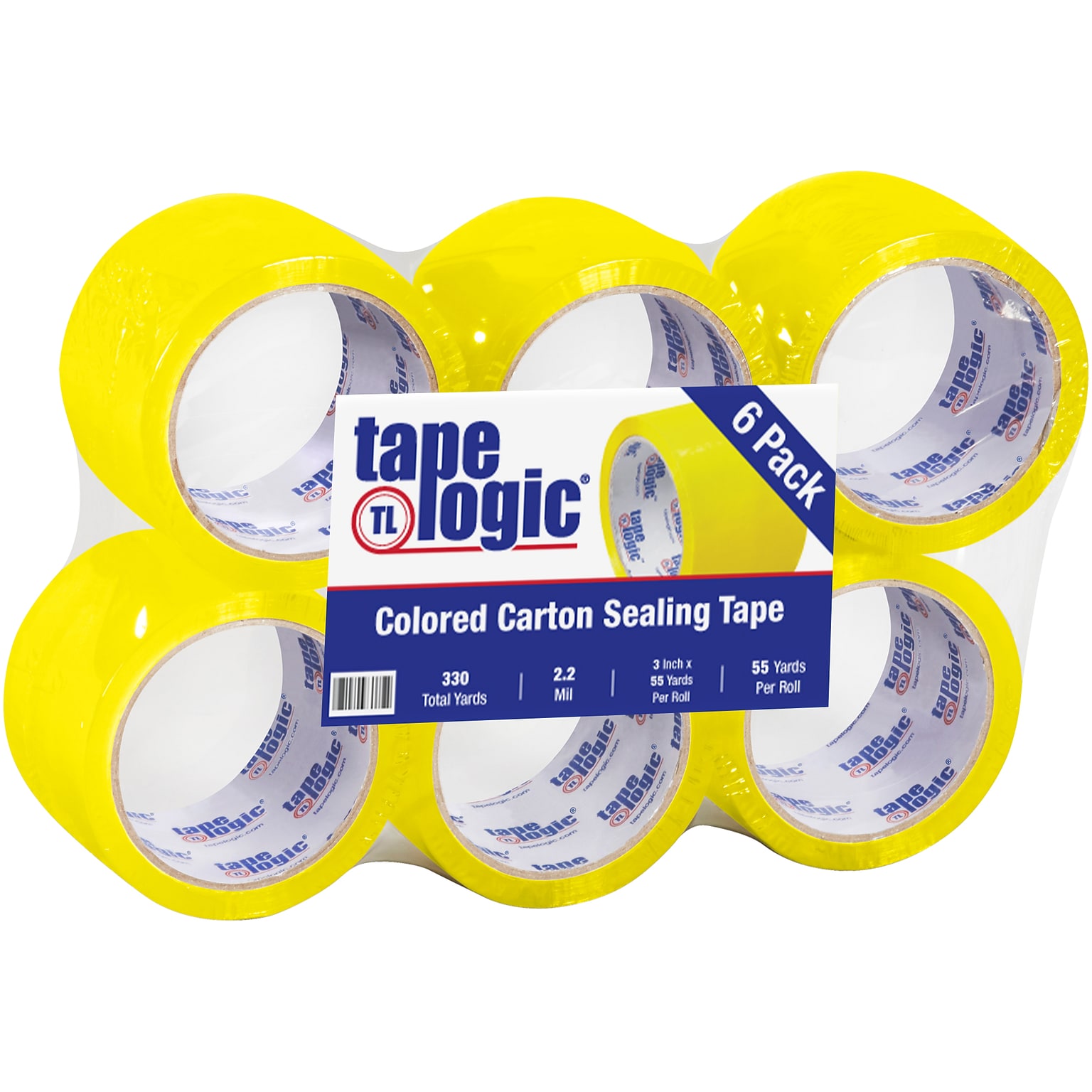 Tape Logic Colored Carton Sealing Heavy Duty Packing Tape, 3 x 55 yds., Yellow, 6/Carton (T90522Y6PK)