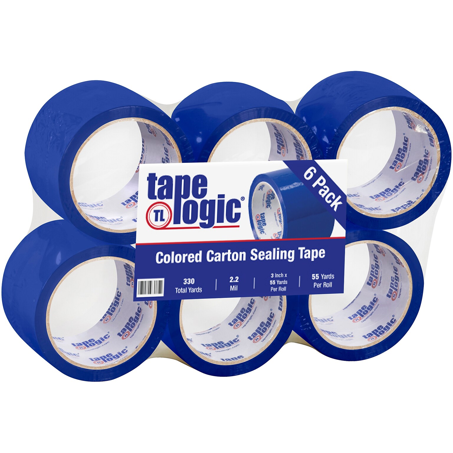 Tape Logic Colored Carton Sealing Heavy Duty Packing Tape, 3 x 55 yds., Blue, 6/Carton (T90522B6PK)