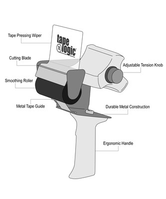 Tape Logic® Top Gun Carton Sealing Tape Dispenser, 3", Gray/Black, 1/Each (TDTG3)