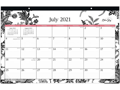 2021-2022 Blue Sky 11 x 17 Academic Desk Pad Calendar, Analeis, White/Black (130617)