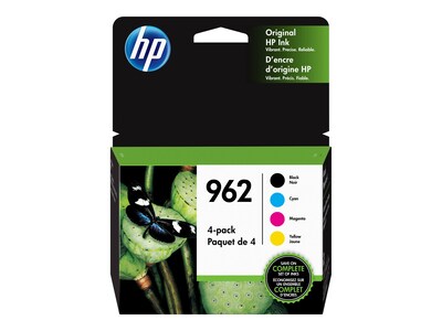 HP 962 Black/Cyan/Magenta/Yellow Standard Yield Ink Cartridge, 4/Pack (3YQ25AN#140)